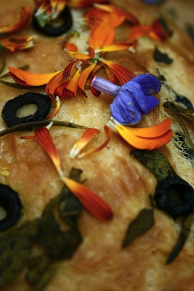 edible flower focaccia