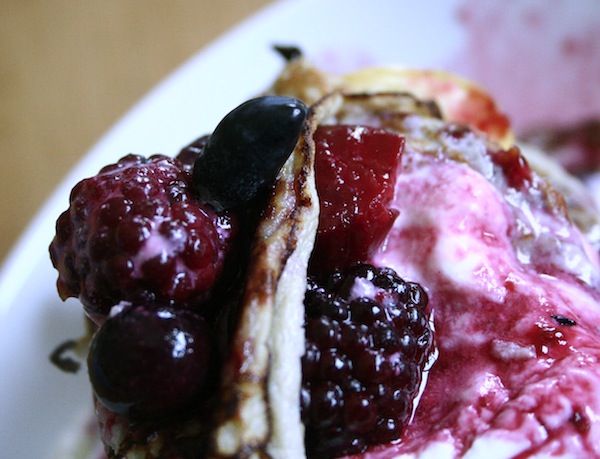berries on pancakes