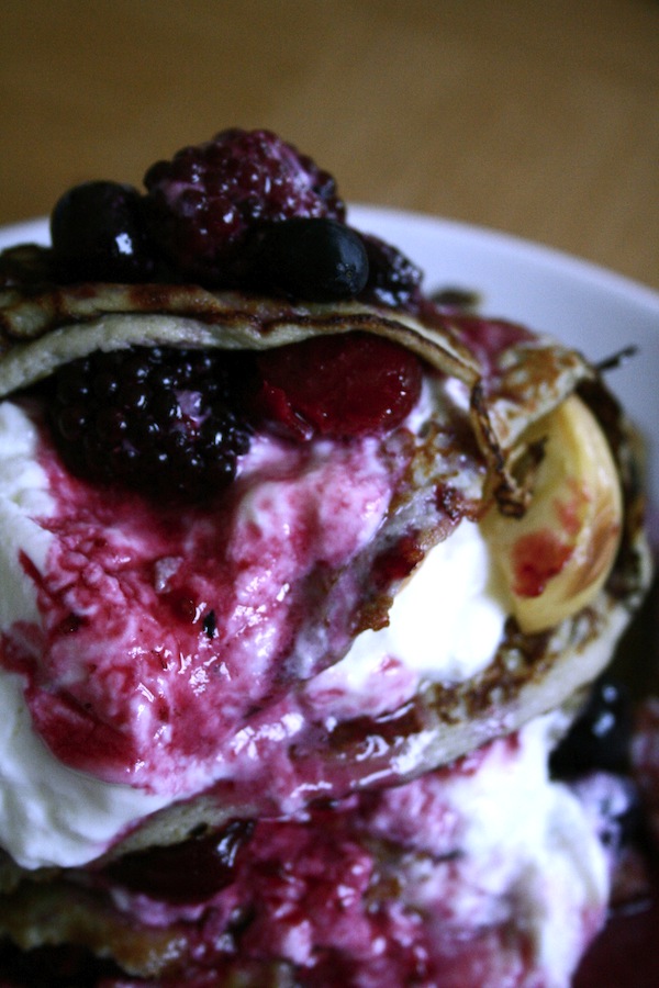 berries on pancakes