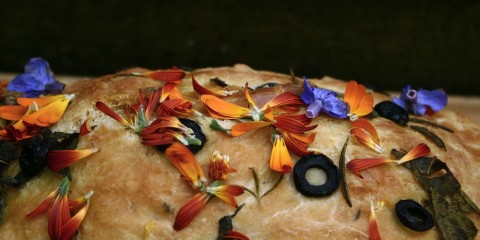 edible flower focaccia